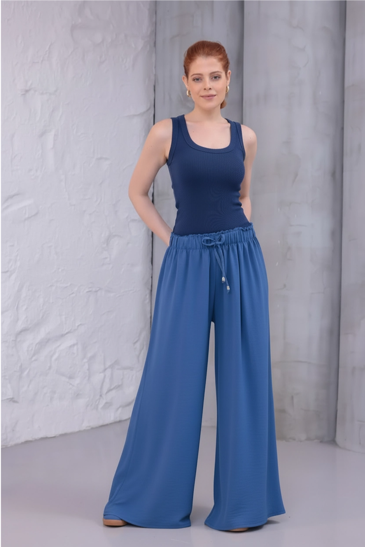 MLT-Pant-03 - Kadın Bol Paça Yazlık Plaj Model Pantolon -westbound