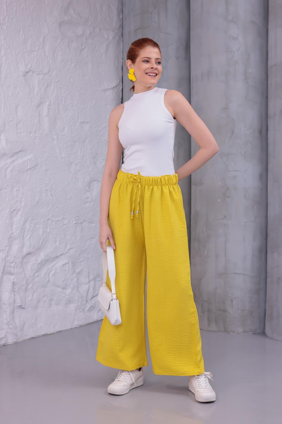 MLT-Pant-03 - Kadın Bol Paça Yazlık Plaj Model Pantolon -westbound