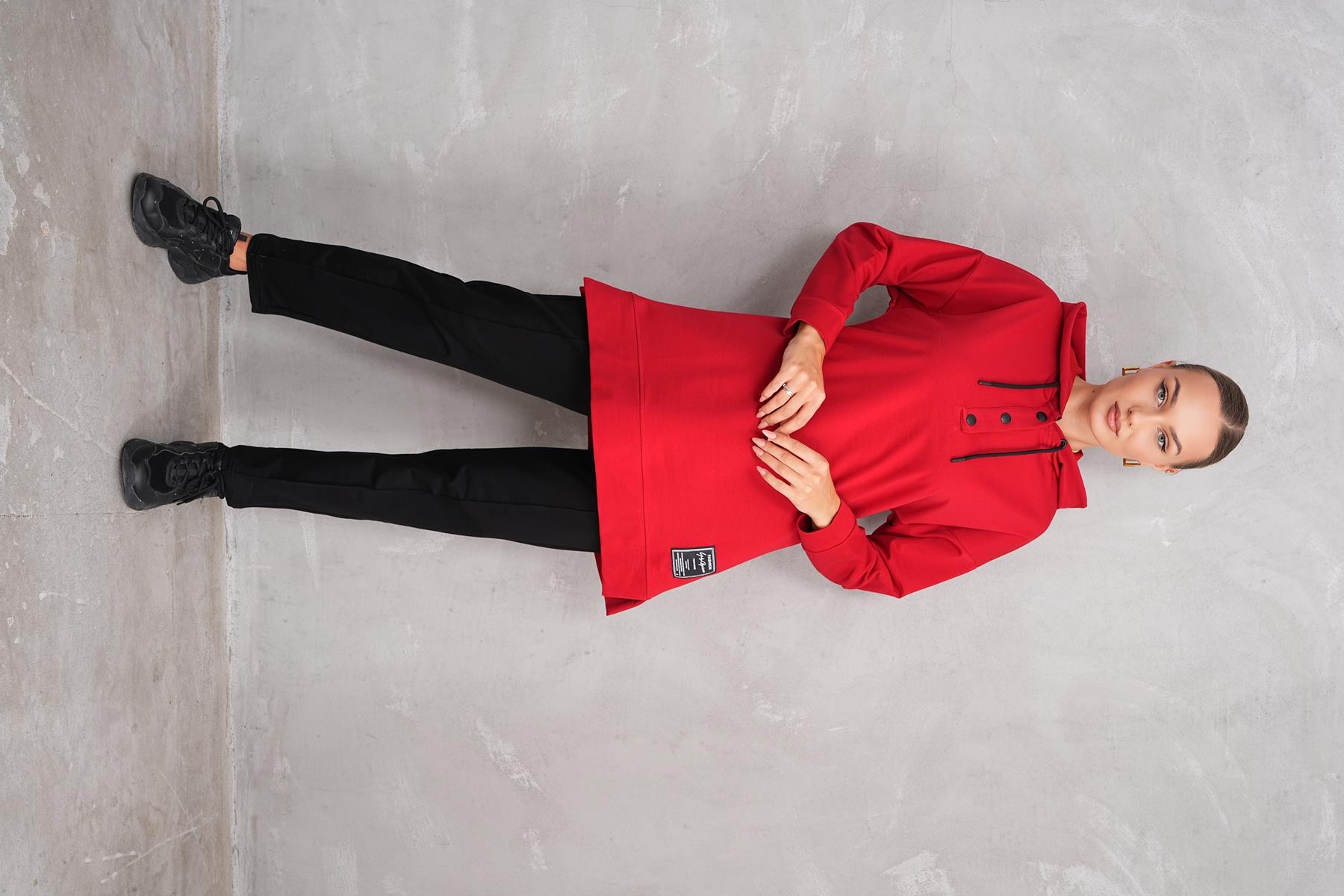 Kadın Sweat-Tunik Pantolon İkili Spor Takım KIRMIZI Kadın Sweat-Tunik Pantolon İkili Spor Takım KIRMIZI