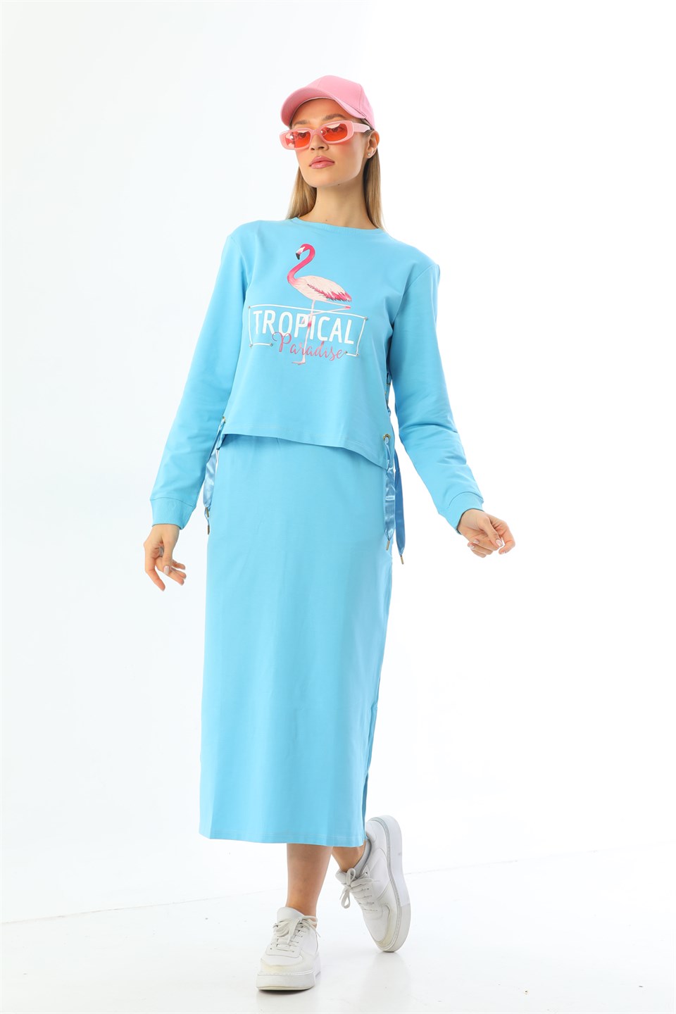 Paradise Etekli Spor Alt Üst İkili Takım - Turkuaz Paradise Etekli Spor Alt Üst İkili Takım - Turkuaz