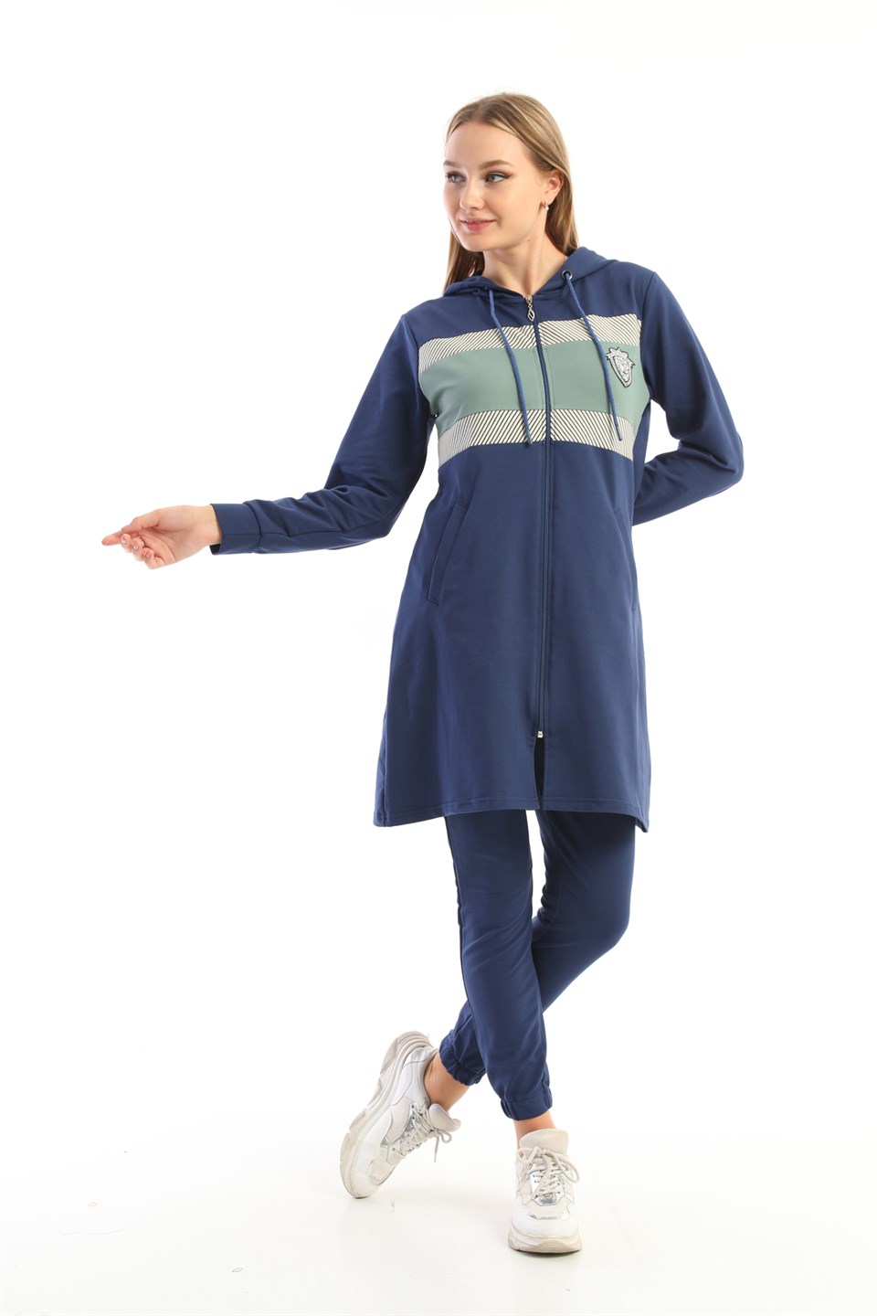 609-3-xl - Saks Mint Armalı Kapüşonlu Fermuarlı Spor Trenç Kap Jogger Takım -westbound