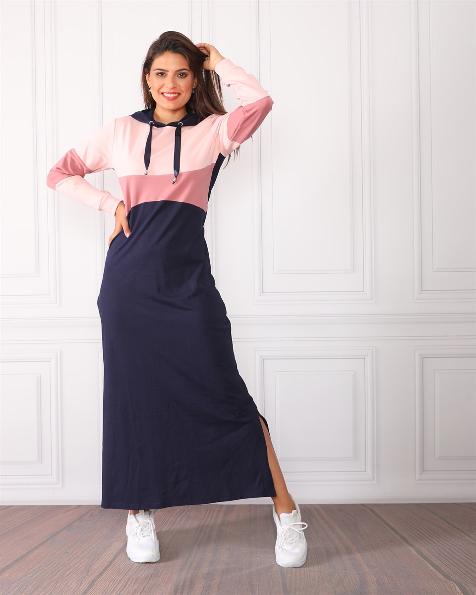 19350887 - Bayan Garnili Kapüşonlu Elbise -westbound