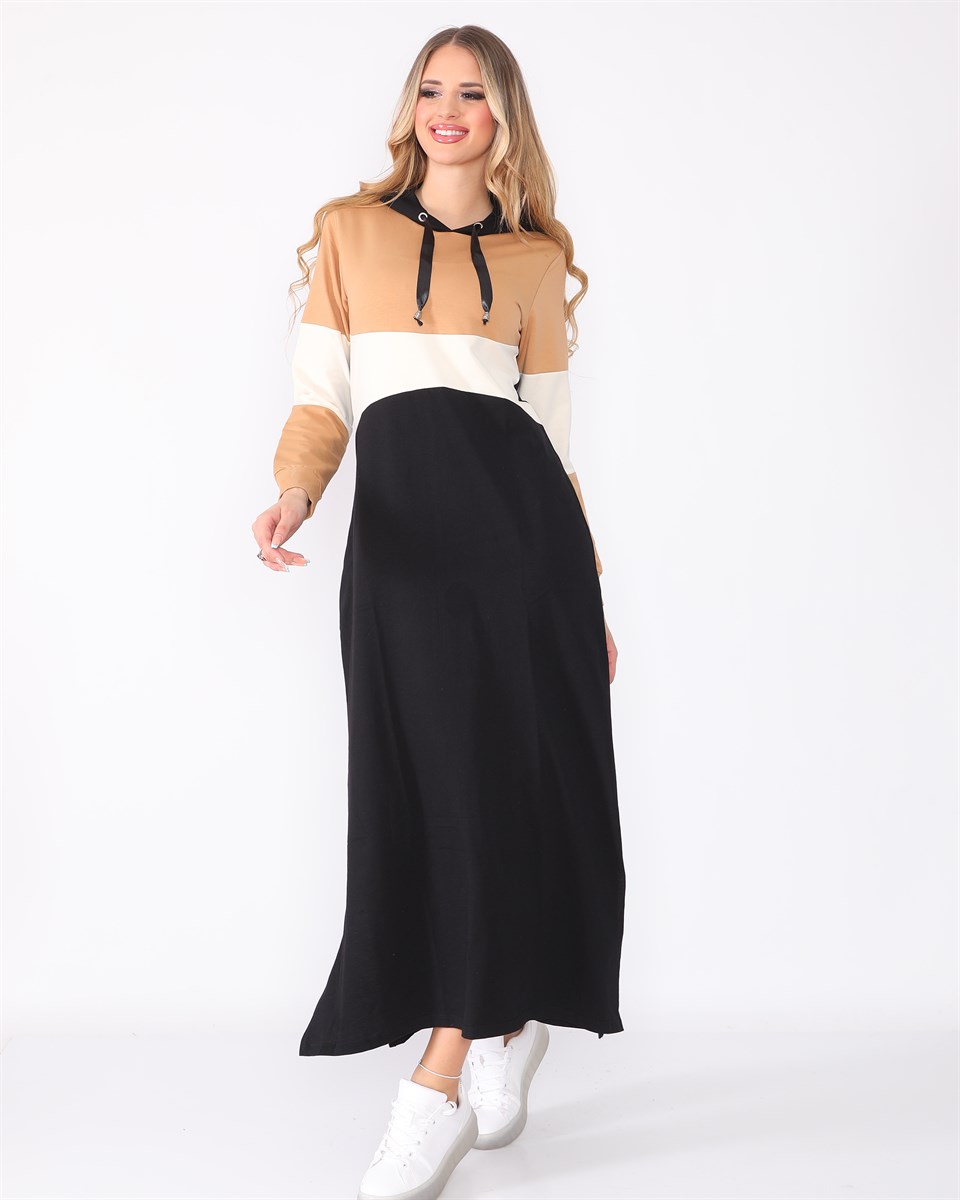 291054761 - Bayan Garnili Kapüşonlu Elbise -westbound