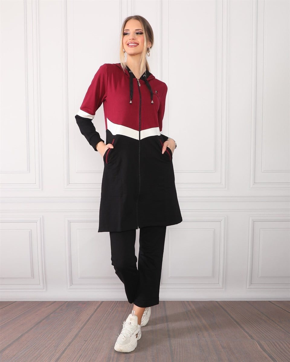 0069154 - Bayan Garnili Tesettür Tunik Eşofman Takımı -westbound