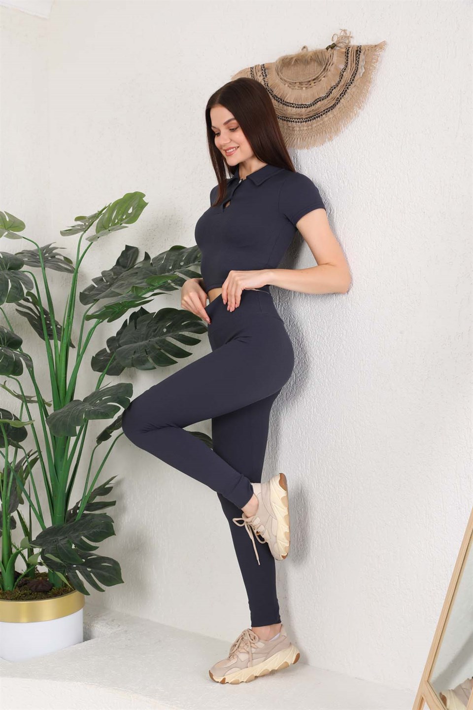 Aff-Fit-003 - Fitilli Kadın Günlük Tayt -Antrasit -westbound