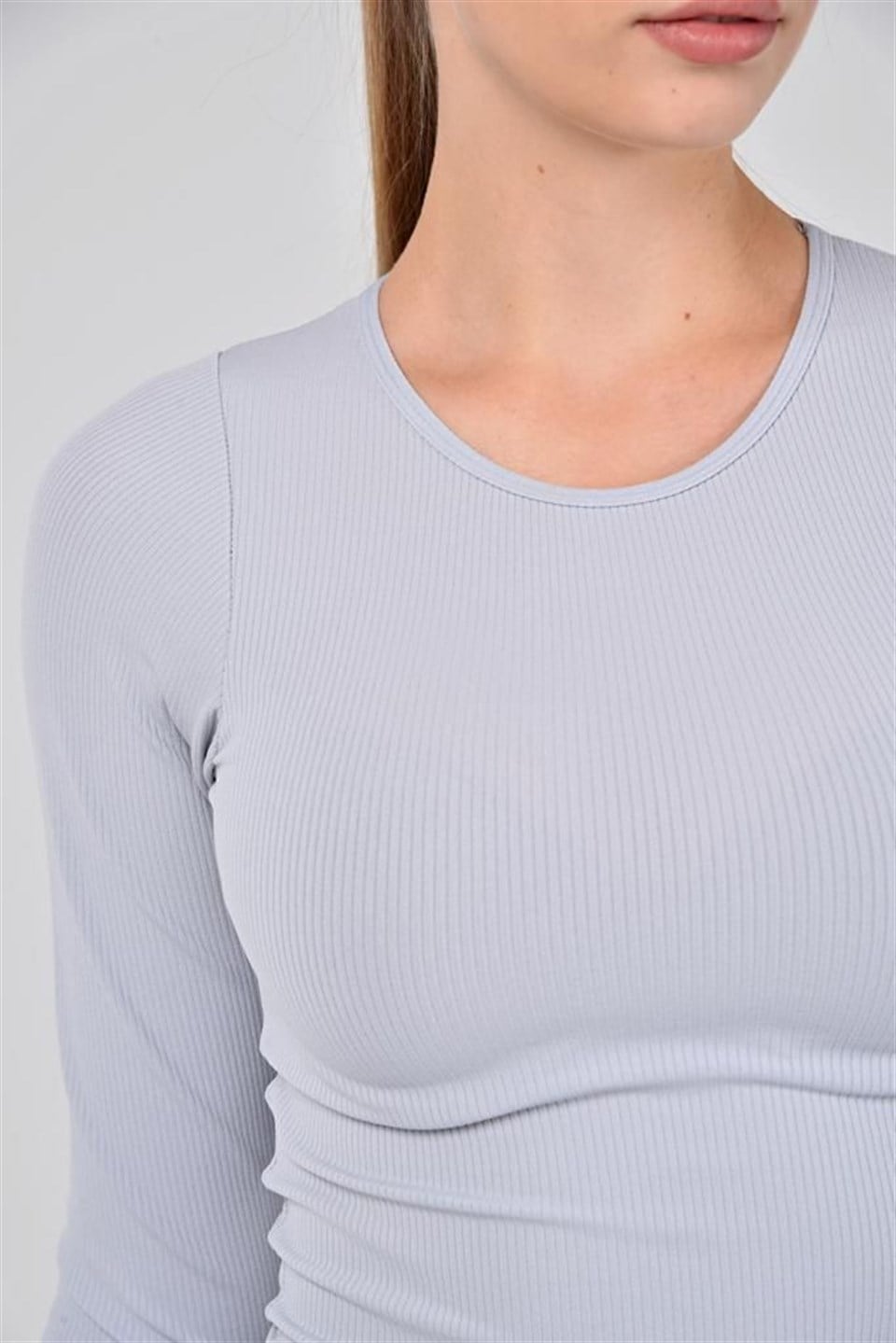 Aff-Fit-027 - Fitilli Kadın Uzun Kol Crop Bustiyer - Buz Mavi -westbound