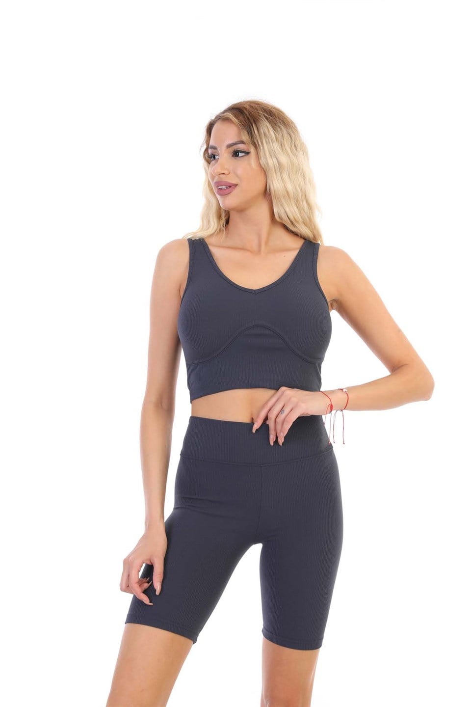 Aff-SERT-003 - Fitilli Spor GYM Fitness Şort - Antrasit -westbound