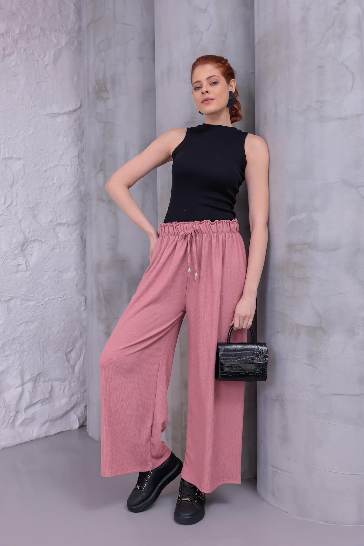 MLT-Pant-03 - Kadın Bol Paça Yazlık Plaj Model Pantolon -westbound