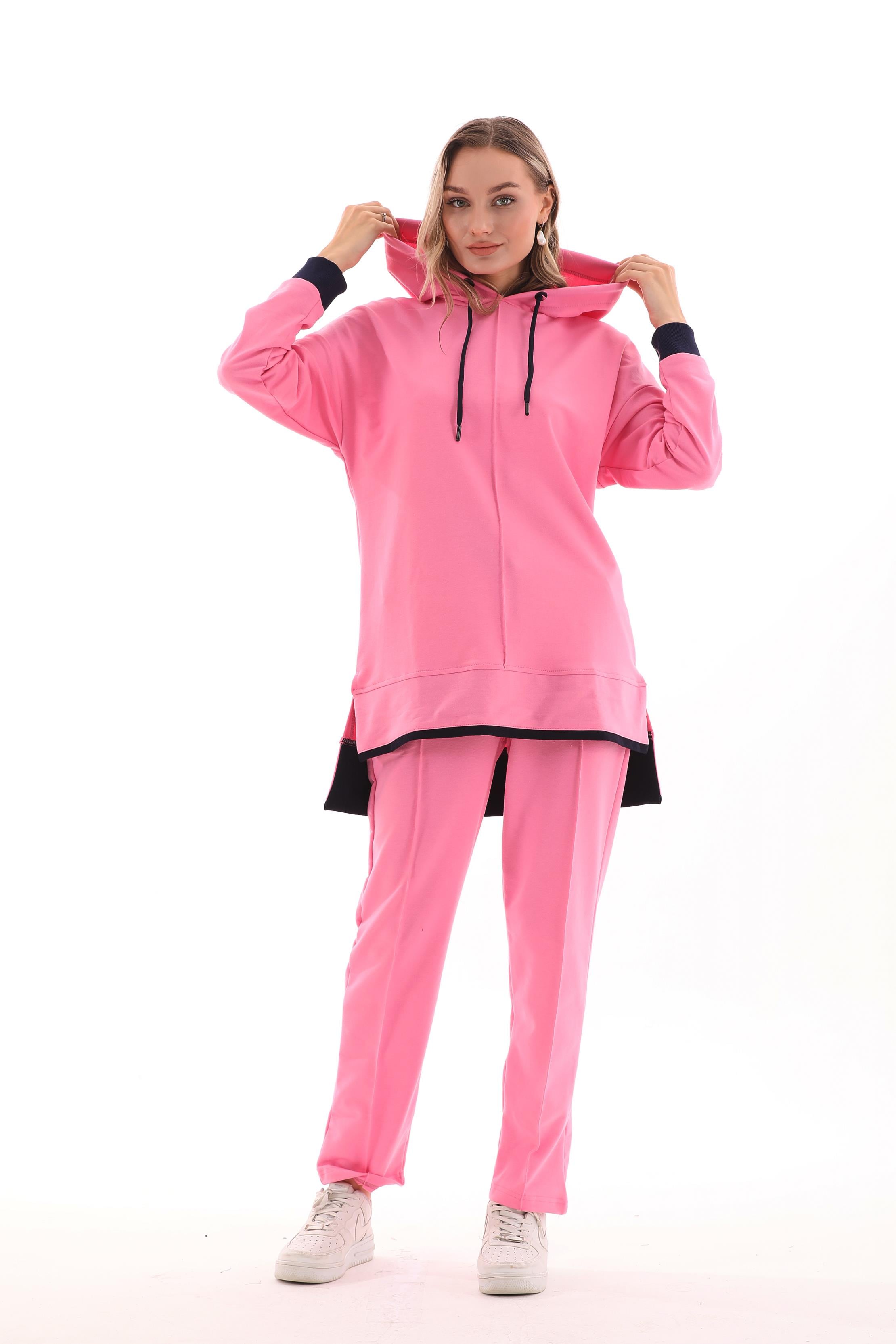 685 - Kadın Günlük Sweatshirt - Pantolon Spor Takım PEMBE -westbound