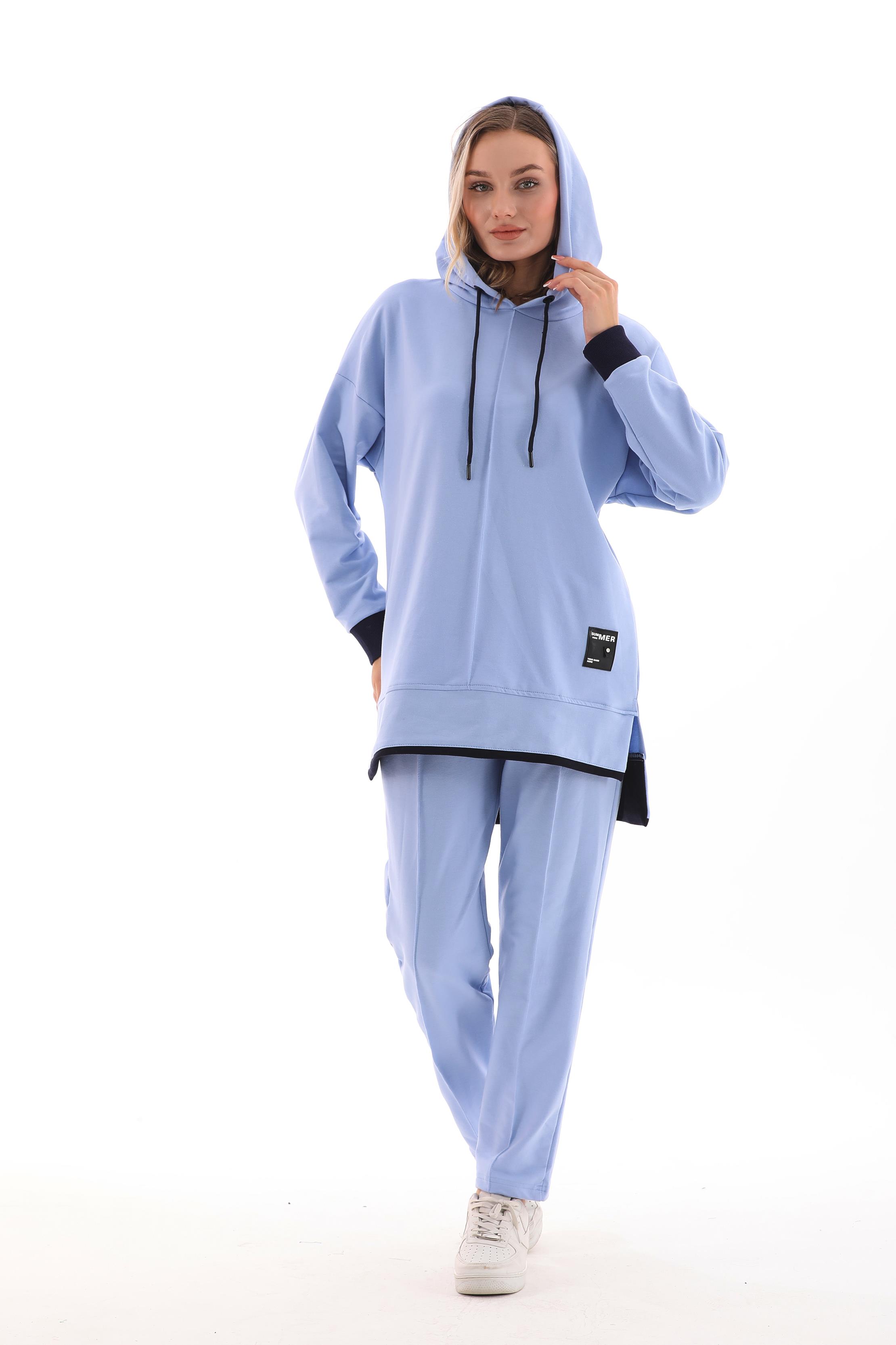 685 - Kadın Günlük Sweatshirt - Pantolon Spor Takım MAVİ -westbound