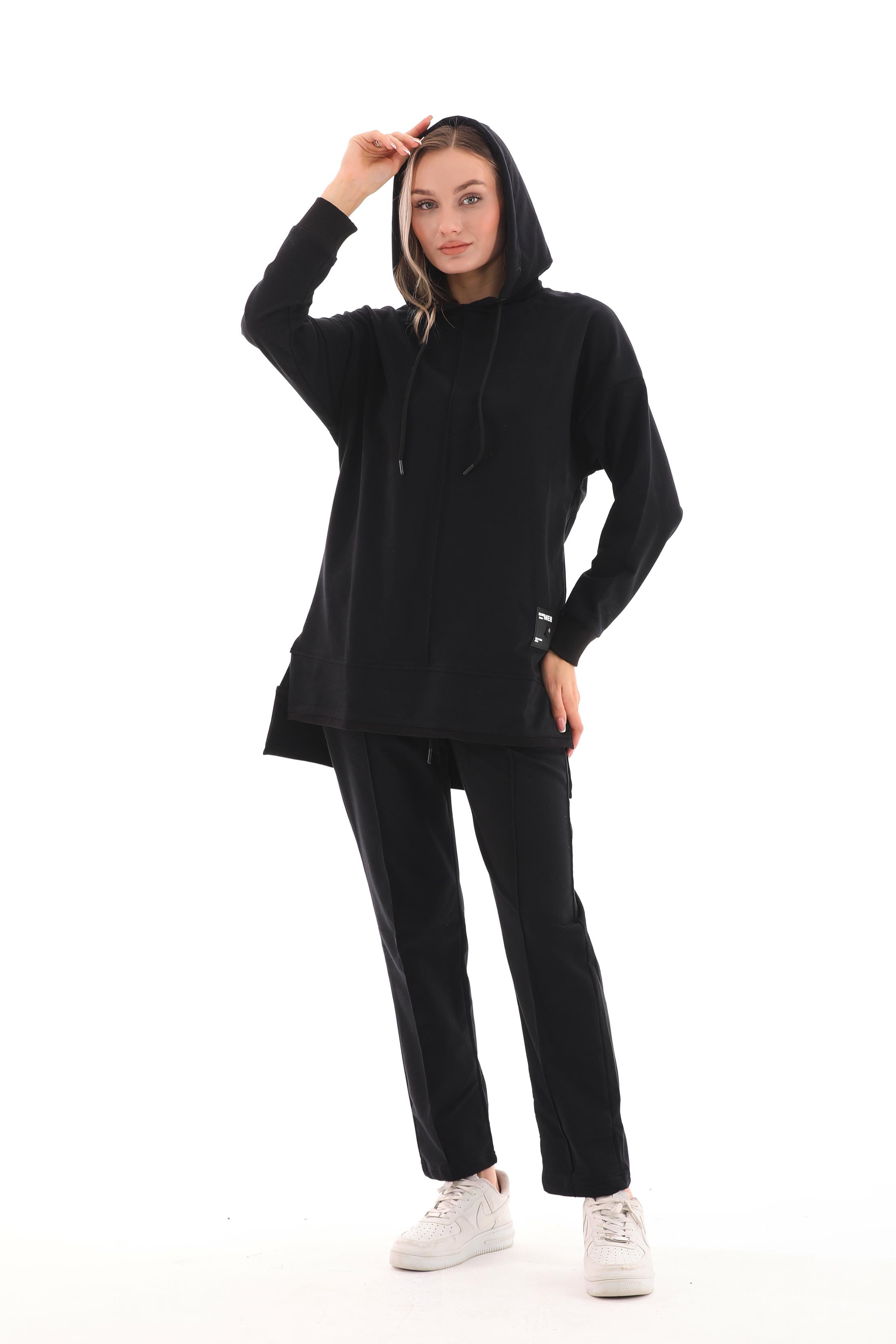 685 - Kadın Günlük Sweatshirt - Pantolon Spor Takım SİYAH -westbound