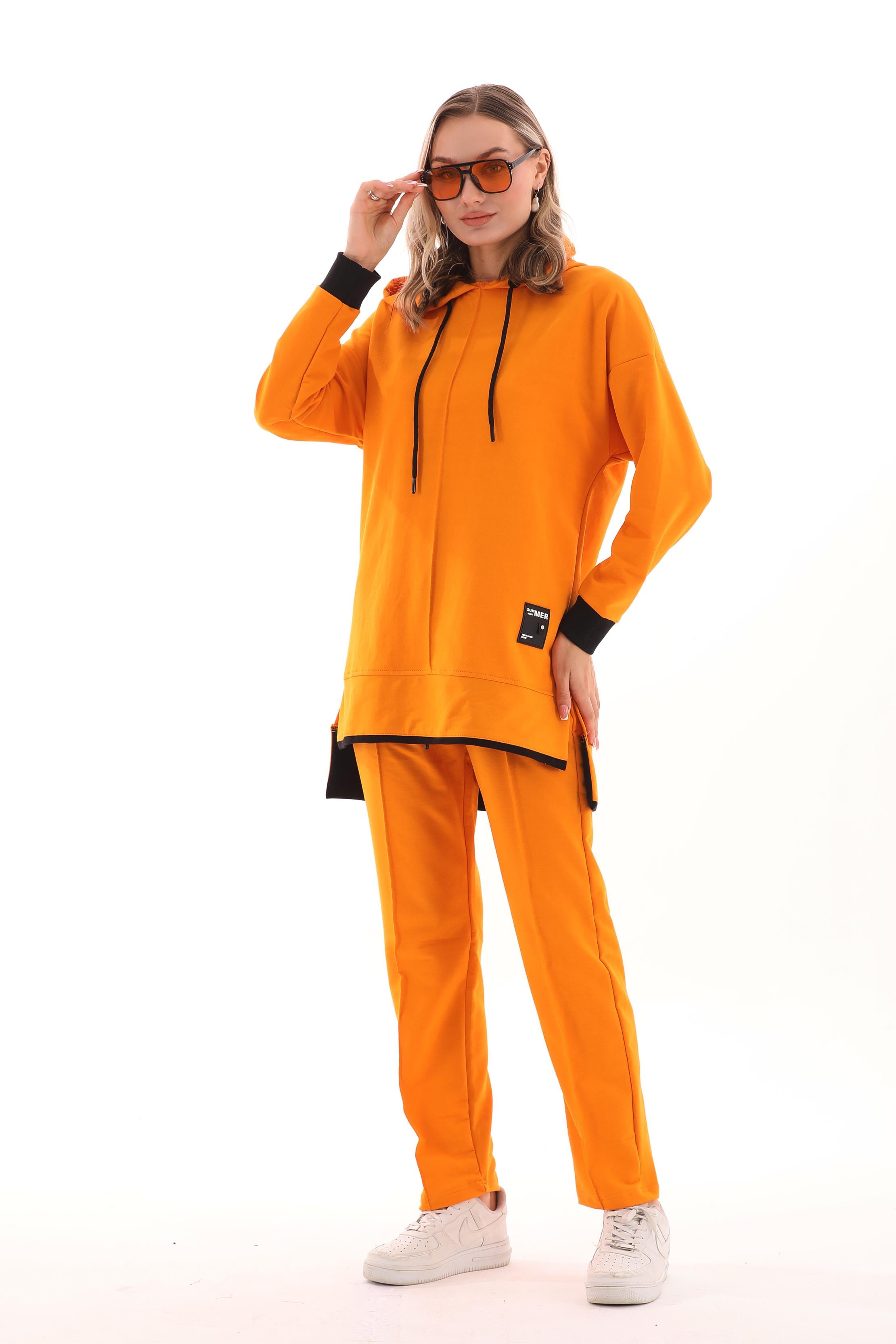 685 - Kadın Günlük Sweatshirt - Pantolon Spor Takım TURUNCU -westbound