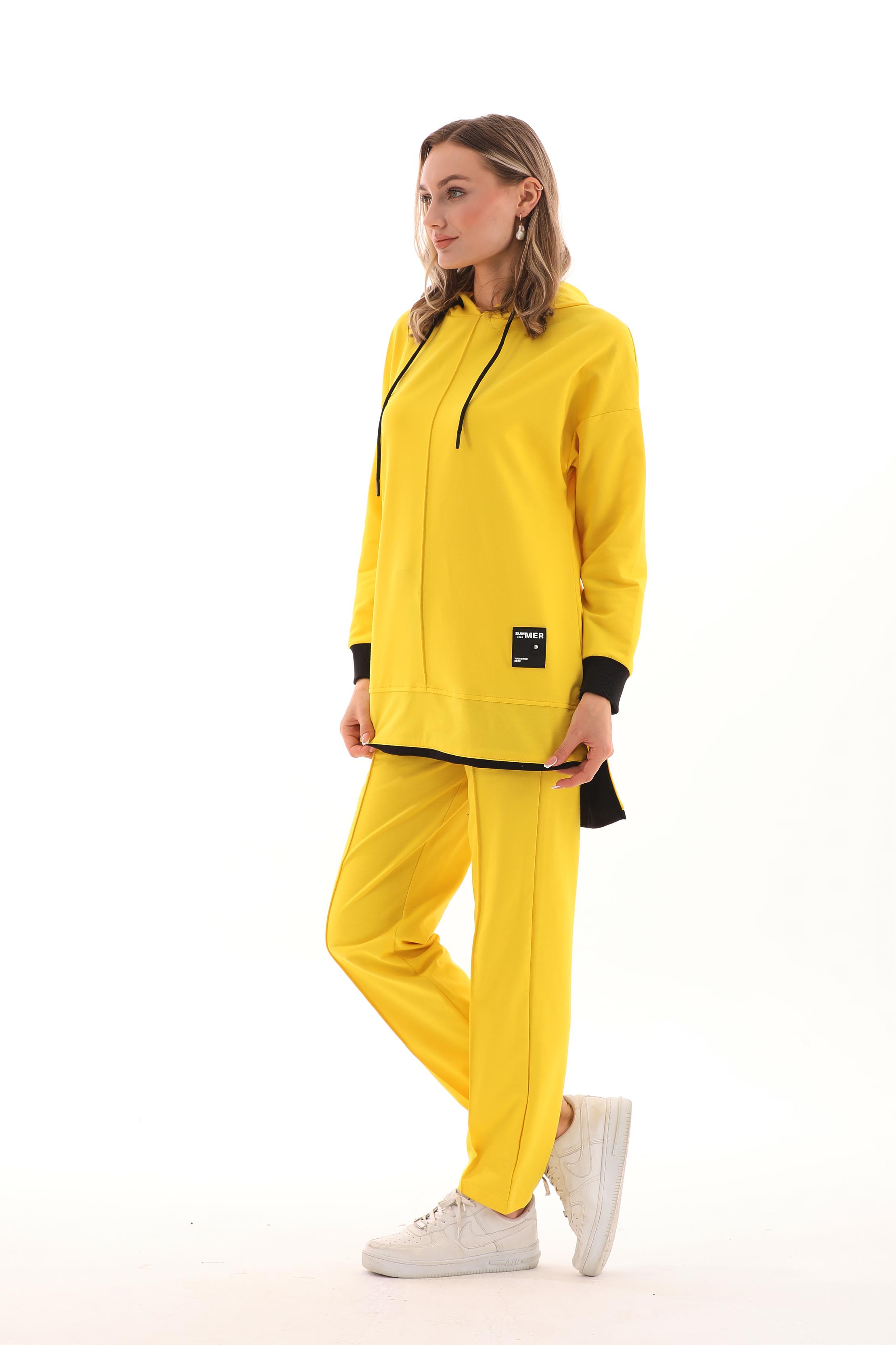 685 - Kadın Günlük Sweatshirt - Pantolon Spor Takım SARI -westbound