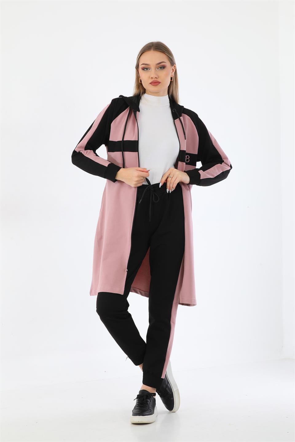 608 - Kapüşonlu Fermuarlı Tesettür Eşofman Takımı 2 li SOMON -westbound