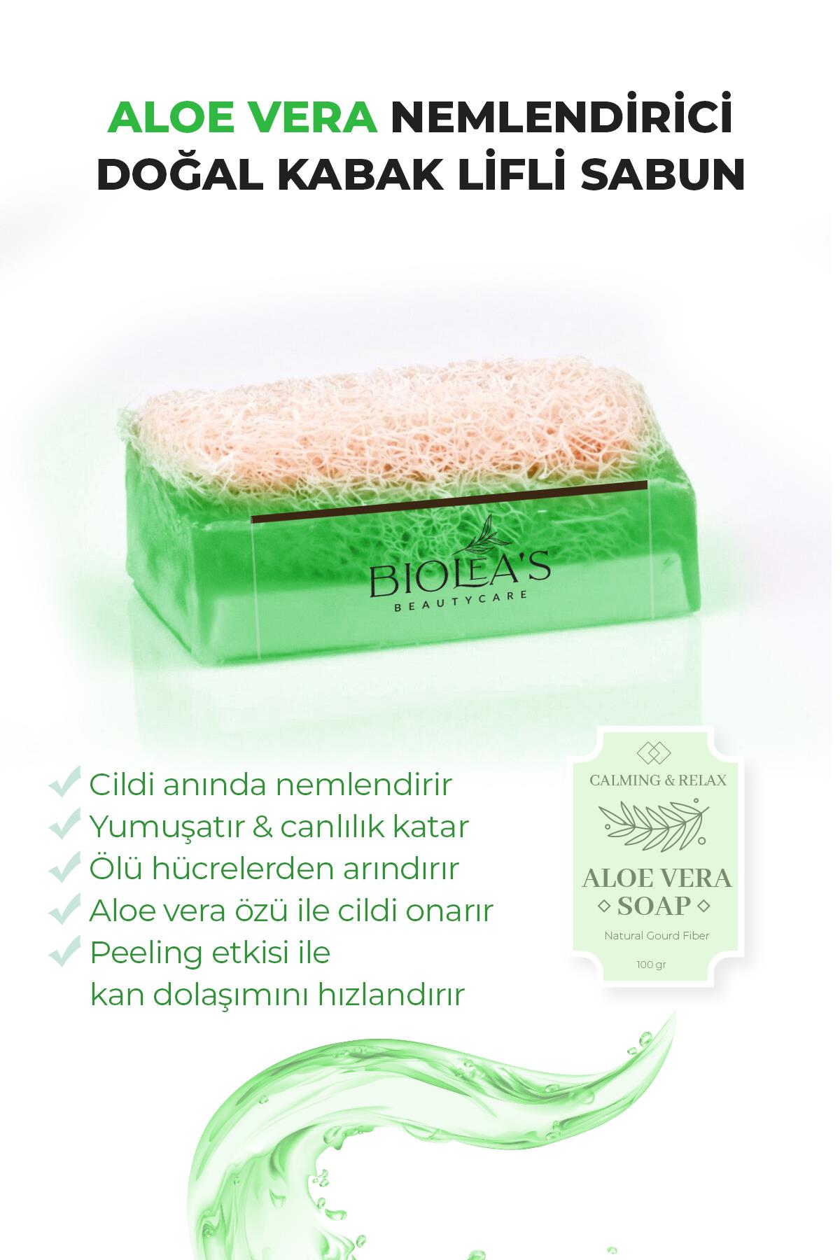 Biolea's Doğal Kabak Lifli Nemlendirici Aloe Vera Sabun 110 gr