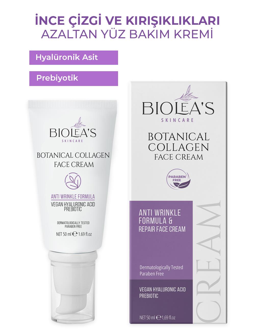 Kırışıklıklar İçin Bitkisel Kolajen Yüz Kremi 50 ml