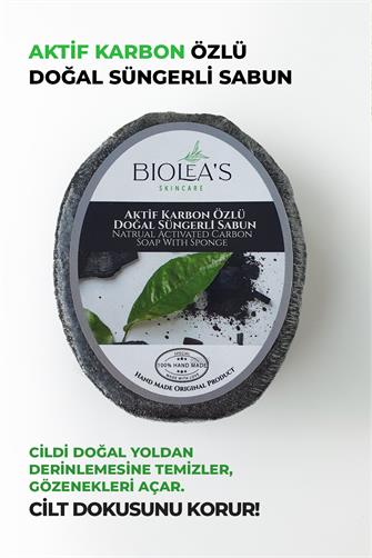 Aktif Karbon Özlü Doğal Süngerli  Sabun 130 gr
