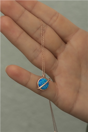 Mavi Opal Satürn Kolye