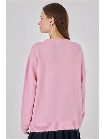 0-10322 Oversize Triko Kazak - Pembe