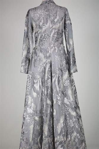 05-722 Hakim Yaka Komple İşlemeli Abiye - Gri