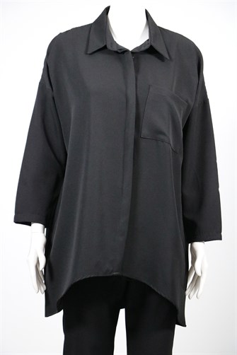 05215 Önü Düğmeli Double Tunik - Siyah