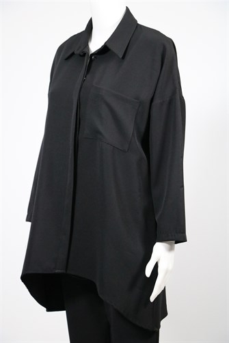 05215 Önü Düğmeli Double Tunik - Siyah