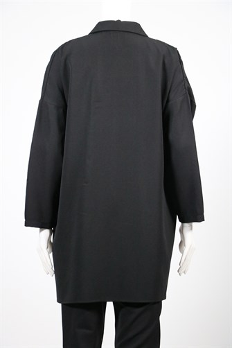05215 Önü Düğmeli Double Tunik - Siyah
