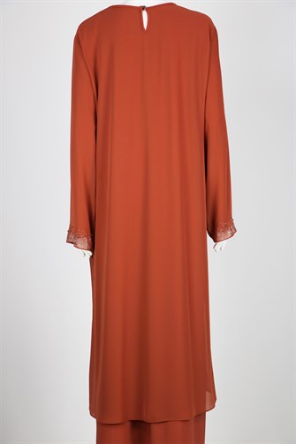 1215 Çakma Taşlı Anne Abiye - Turuncu