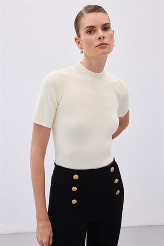 1353 Yarım Balıkçı Triko - Ekru