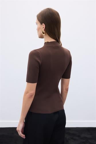 1353 Yarım Balıkçı Triko - Kahverengi