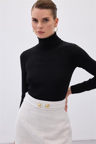 1356 Tam Balıkçı Triko - Siyah