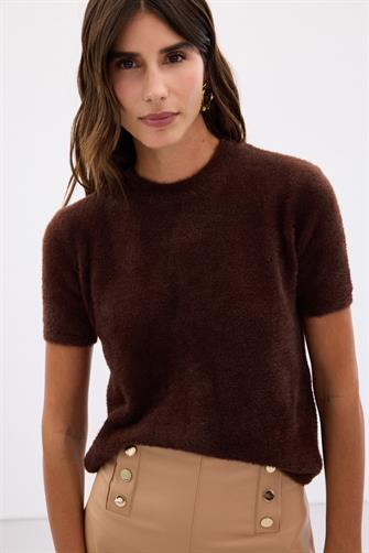 1363 Sakallı Kısa Kol Triko - Kahverengi