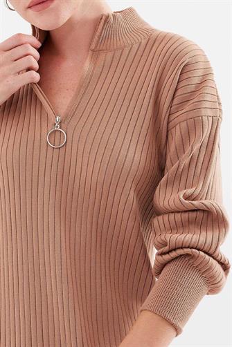 15839 Boydan Triko Elbise - Camel