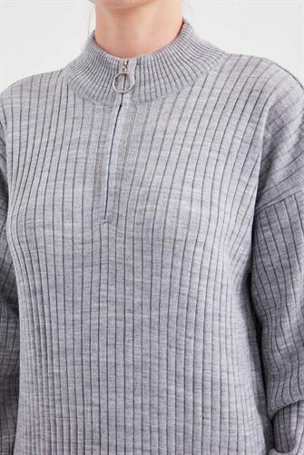 15839 Boydan Triko Elbise - Gri