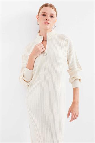 15839 Boydan Triko Elbise - Krem
