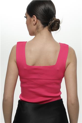 2177 Kalın Askılı Crop - Fuşya