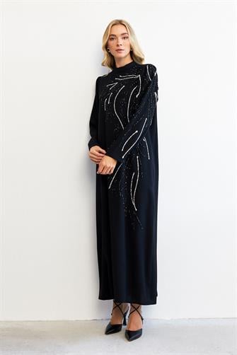 2201 Taş İşlemeli Abiye Elbise - Siyah
