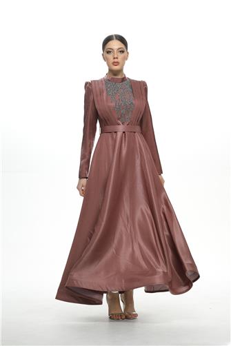 2834 Önü Piliseli Saten Abiye