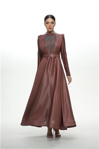 2834 Önü Piliseli Saten Abiye