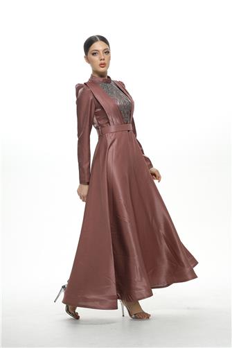 2834 Önü Piliseli Saten Abiye