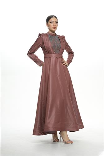 2834 Önü Piliseli Saten Abiye