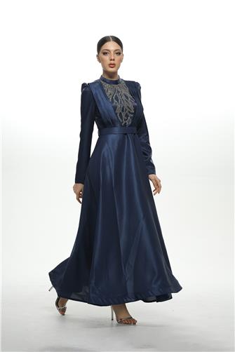 2834 Önü Piliseli Saten Abiye