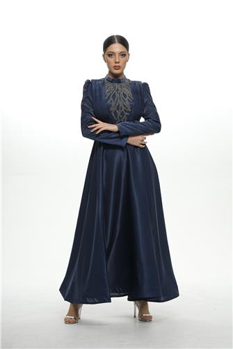 2834 Önü Piliseli Saten Abiye