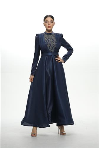 2834 Önü Piliseli Saten Abiye