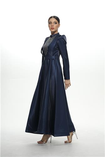 2834 Önü Piliseli Saten Abiye