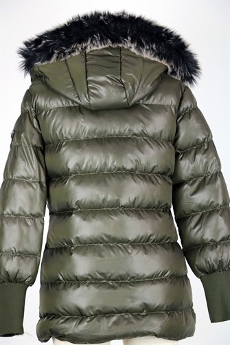 3714 Kürklü Kapişonlu Sıkı Dolum Mont