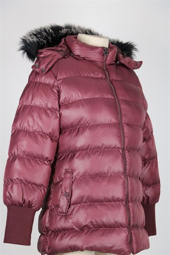 3714 Kürklü Kapişonlu Sıkı Dolum Mont