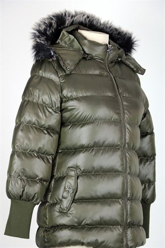 3714 Kürklü Kapişonlu Sıkı Dolum Mont