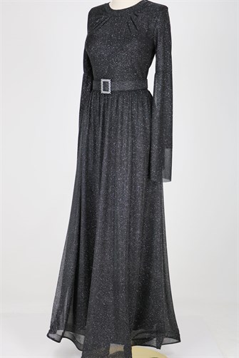 40040 Simli Elbise - Siyah