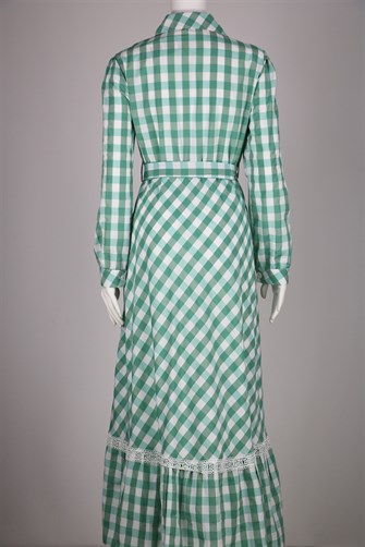 4092 Eteği Dantel Detaylı Elbise - Su Yeşili